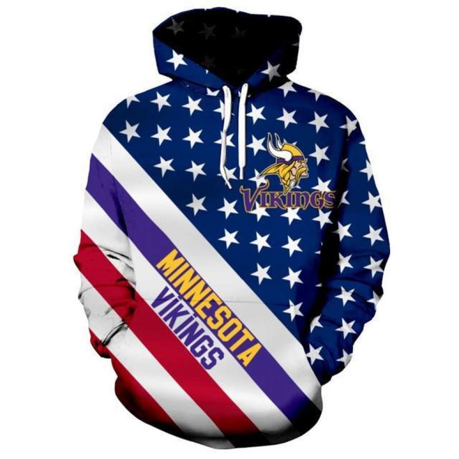 American Flag Minnesota Vikings 3D Hoodie