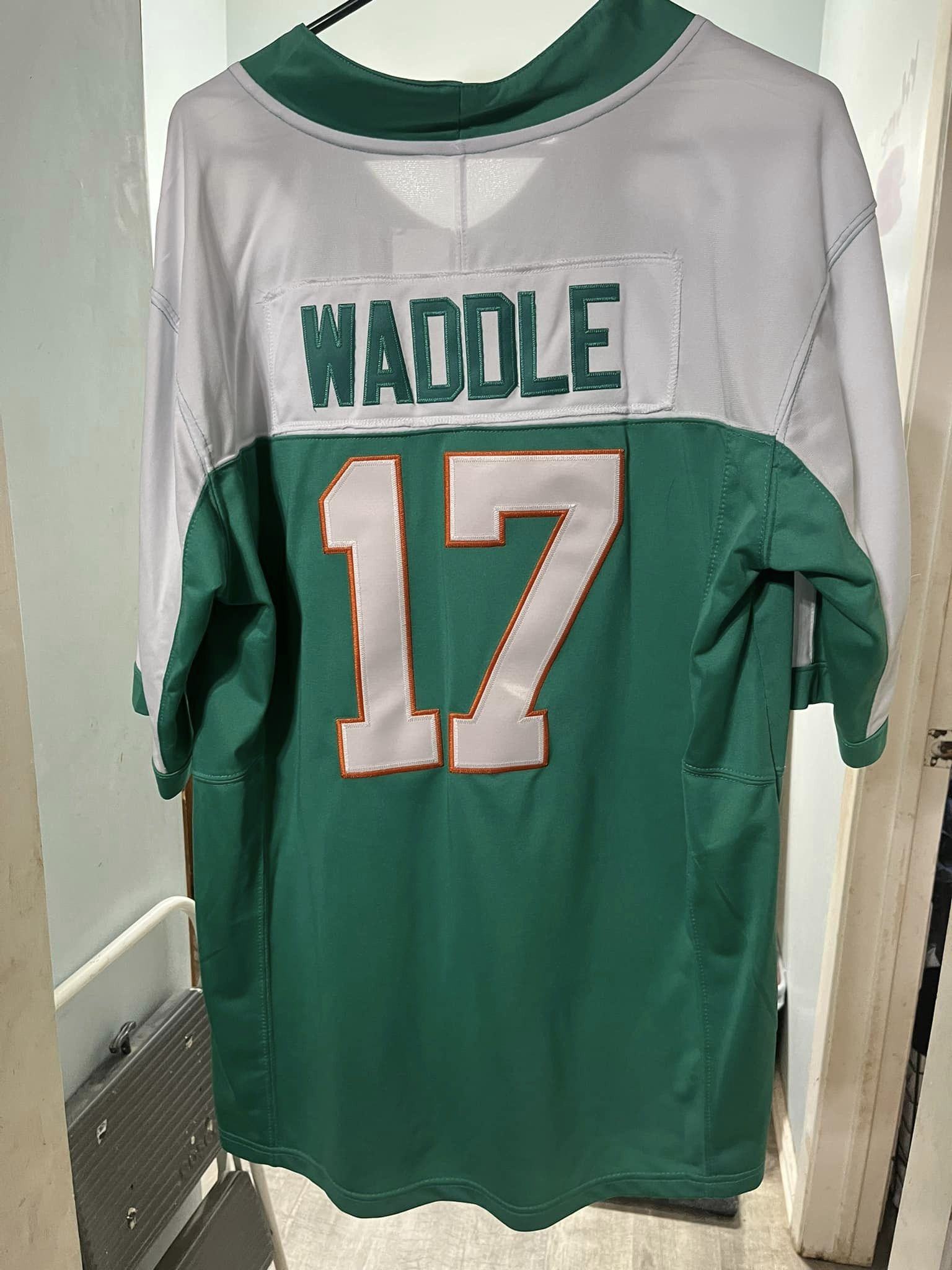 Jaylen Waddle Men's Miami Dolphins Throwback Shula 347 Patch Vapor Aqua Alternate Jersey - All Stitched  photo review